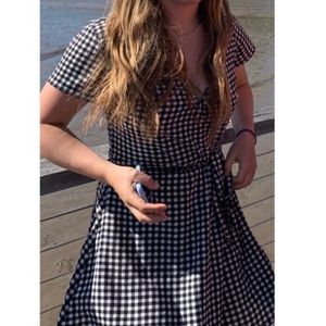 Checkered wrap dress